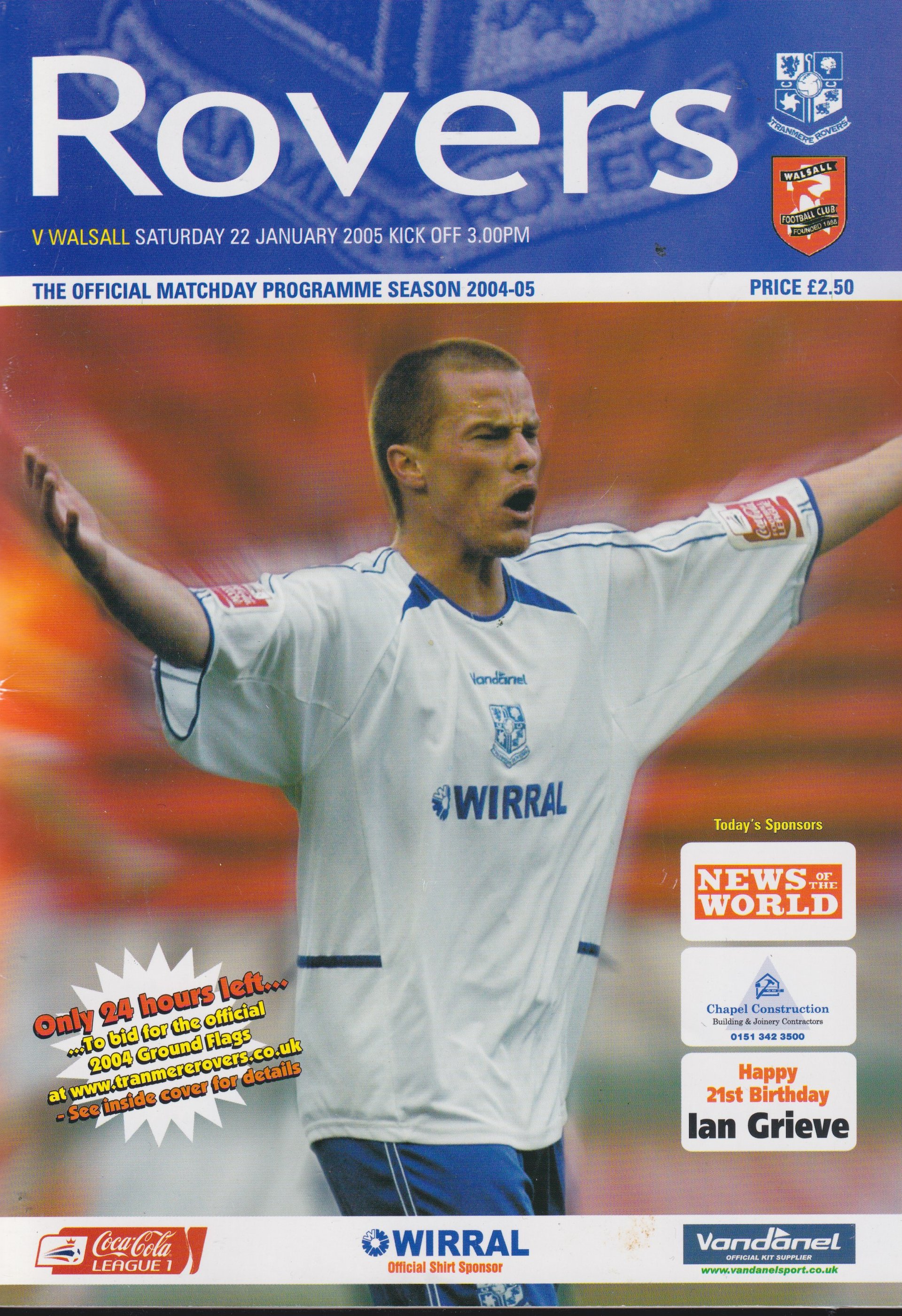 Luton Town v Tranmere Rovers match programme